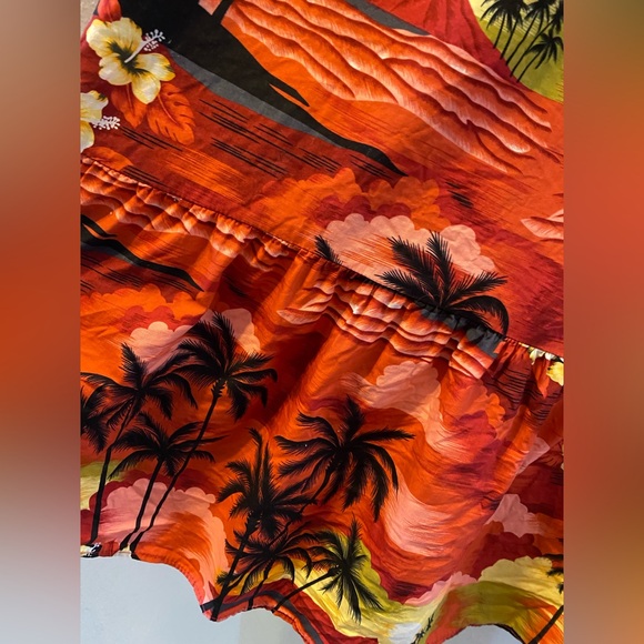 Vtg Aloha Republic 100% cotton red Hawaiian sunset dress.Size Large - Picture 6 of 8